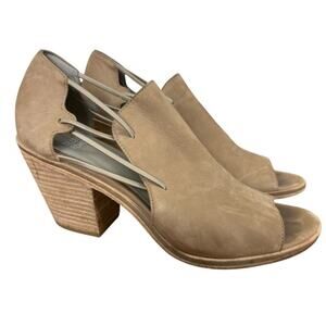 Eileen Fisher Womens Nubuck Leather Open Toe Chunky Stacked Heels Shoes sz 9